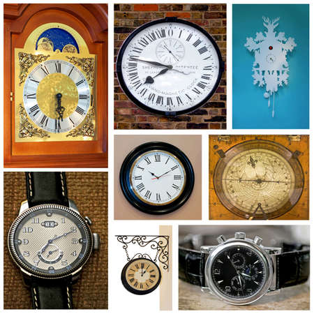 Bunch of different clocks isolated on white