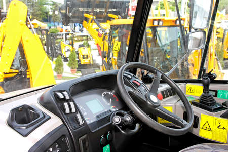 Construction site view from digger cabin interior の写真素材