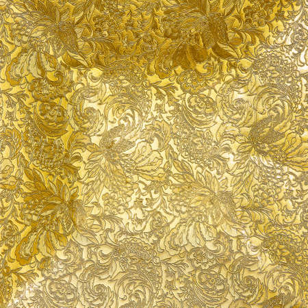 Close up shot of golden foliage patternの写真素材