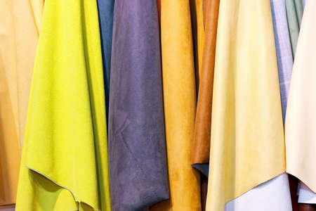 Close up shot of hanging fabric materialsの写真素材