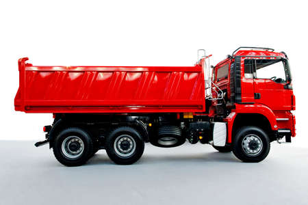 Red tipper dump truck for construction workの写真素材
