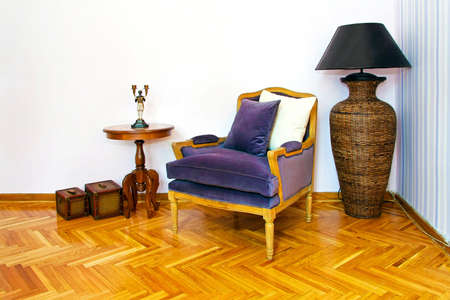 Interior of reading room with vintage style armchairの写真素材