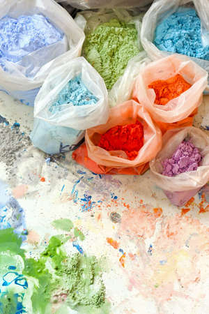 Color pigments ant dyes for painting mixの写真素材