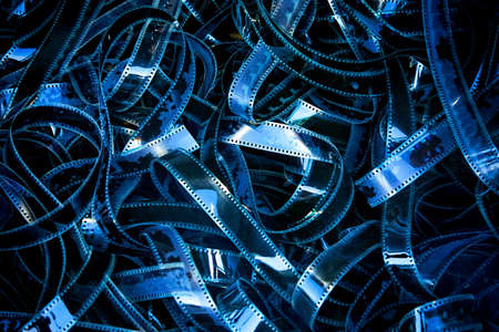 Big bunch of old negative film rollsの写真素材