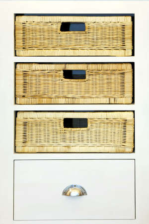 Close up shot of rattan drawers cabinetの写真素材