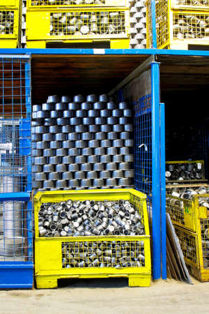 Factory rack with pots and cezve blanksの写真素材