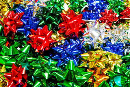 Bunch of colorful and shiny Christmas decorationの写真素材