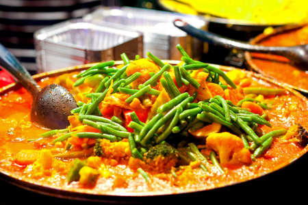 Fast food dish selling on a market stallの写真素材