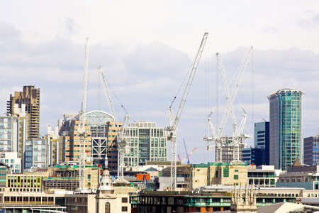 Center of London full of construction sitesの写真素材