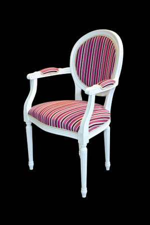 Wooden chair with stripe design の写真素材