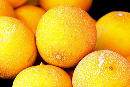 Bunch of fresh organic melons on a marketの写真素材