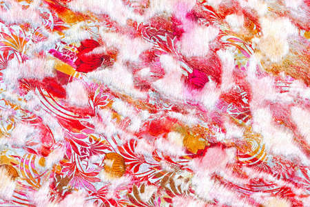 Floral texture with feathers and vivid colorsの写真素材