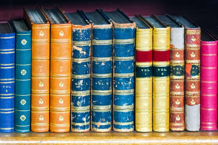 Old and bad condition books at libraryの写真素材