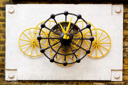 Close up shot of mechanical wheels clockの写真素材
