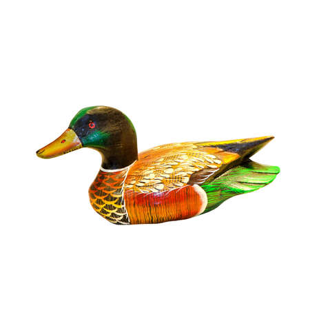 Decorative wooden duck isolated の写真素材