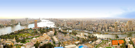 Sunny panorama of Cairo city from tower 