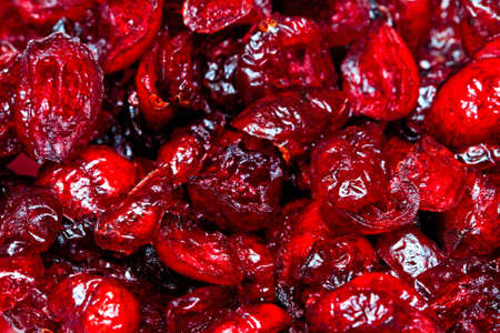 Sweet tasty red cranberries fruit sliced pattern の写真素材