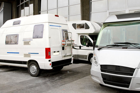 Campers and recreation vehicles at camper site 