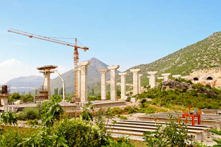 Concrete pillars for new road bridge construction 