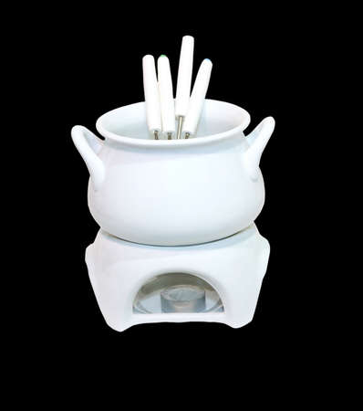 Ceramic fondue set isolated  の写真素材