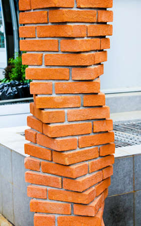 Traditional terracotta brick pillar in helix configuration の写真素材