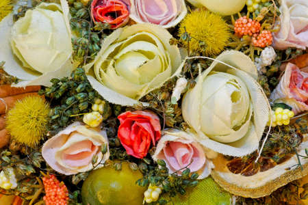 Bunch of roses in big floral arrangement 