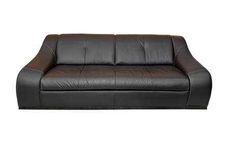 Black leather sofa の写真素材