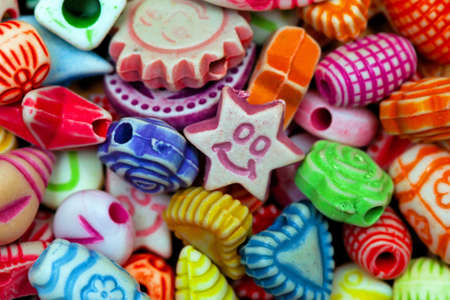 Happy shape with smile in bunch of color beadsの写真素材