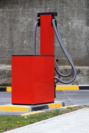 Close up shot of vacuum cleaner at gas stationの写真素材