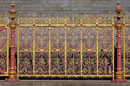 Decorative golden fence around prince Albert memorialの写真素材