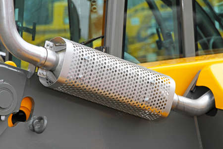 Aluminum metal exhaust pipe on modern machine