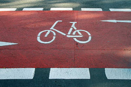Segregated red path way for bicycle usersの写真素材