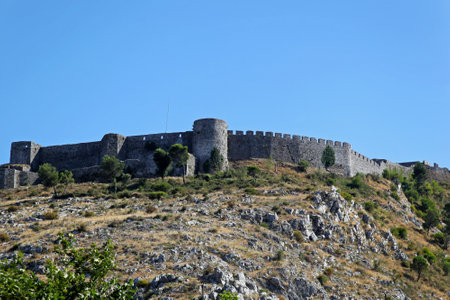 Medieval top hill Rozafa fortress near Shkodraのeditorial素材