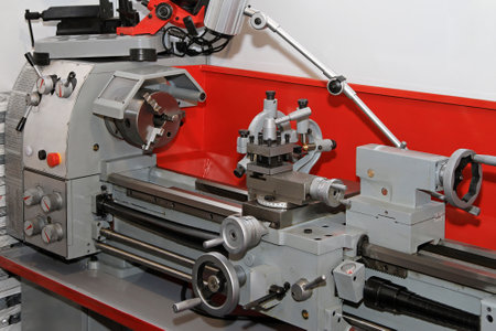 Metalwork lathe machine tool in work shopのeditorial素材