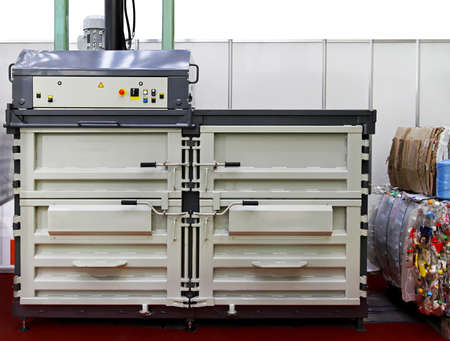 Hydraulic baling press machine for plastic wasteの写真素材