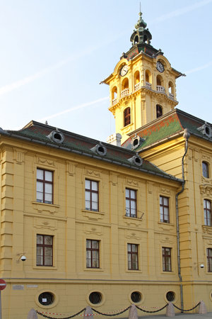 Szeged City Hall building with clock towerのeditorial素材