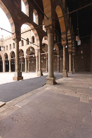 Inside the arcaded corridors of Mosque at Citadel in Cairoの写真素材