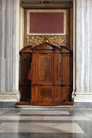 Confession booth in Catholic Church in Rome