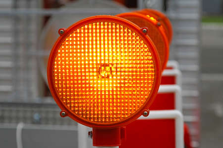 Amber beacon flashing lights for road works safety
