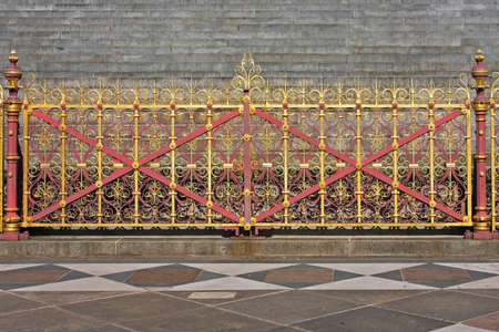 Decorative golden fence around prince Albert memorialの写真素材