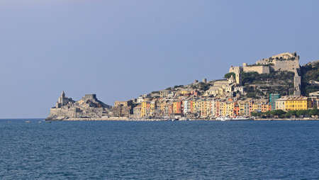 Panorama of Porto Venere with colourful housesの写真素材