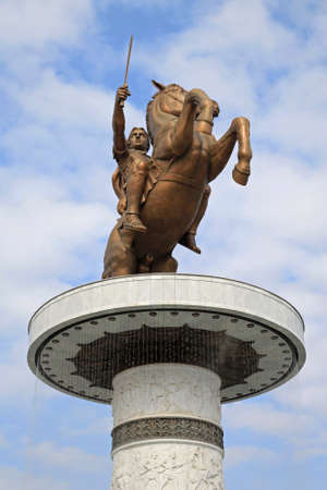 Alexander the Great on a horse in Skopje Macedoniaの写真素材