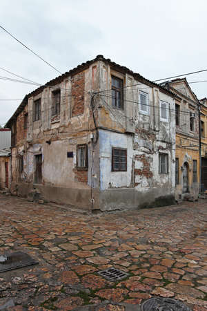 Abandoned derelict houses at Old Bazaar Skopjeの写真素材