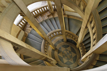 Spiral stone stair case with David starのeditorial素材