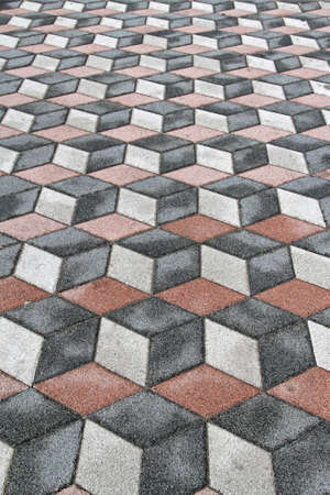 Old tiles with 3d optical illusionの写真素材
