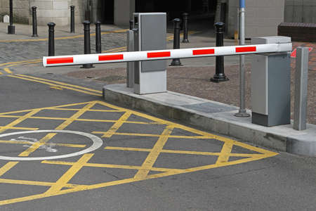 Rising arm access barrier at car park