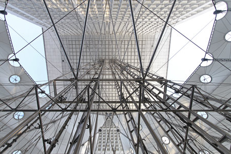 Elevator structure at building exterior in Paris