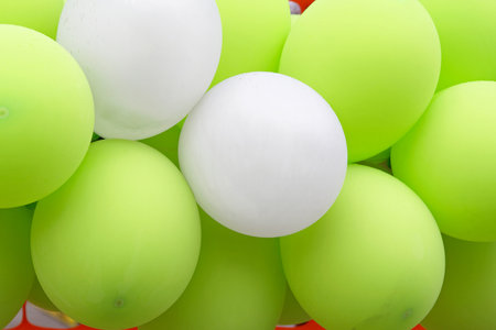 Big bunch of latex balloons inflated with heliumの写真素材