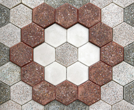 Decorativr stone floor bricks in mosaic pattern