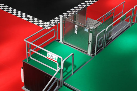 Elevator with ramp for disabled wheelchair user